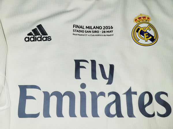 Cristiano Ronaldo Real Madrid 2015 2016 Long Sleeve UEFA FINAL Soccer Jersey Shirt L SKU# S12653 Adidas