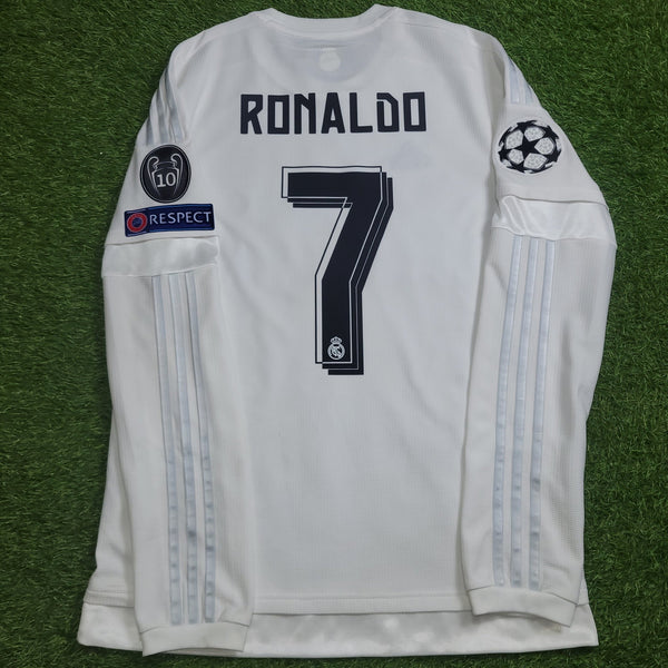 Cristiano Ronaldo Real Madrid 2015 2016 Long Sleeve UEFA FINAL Soccer Jersey Shirt M SKU# S12653 Adidas