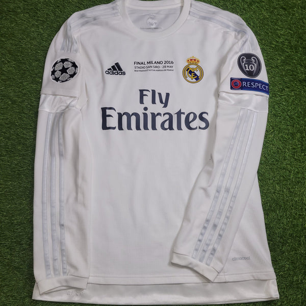 Cristiano Ronaldo Real Madrid 2015 2016 Long Sleeve UEFA FINAL Soccer Jersey Shirt M SKU# S12653 Adidas