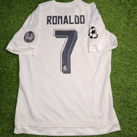 Cristiano Ronaldo Real Madrid 2015 2016 UEFA FINAL Home Soccer Jersey Shirt M SKU# S12614 Adidas