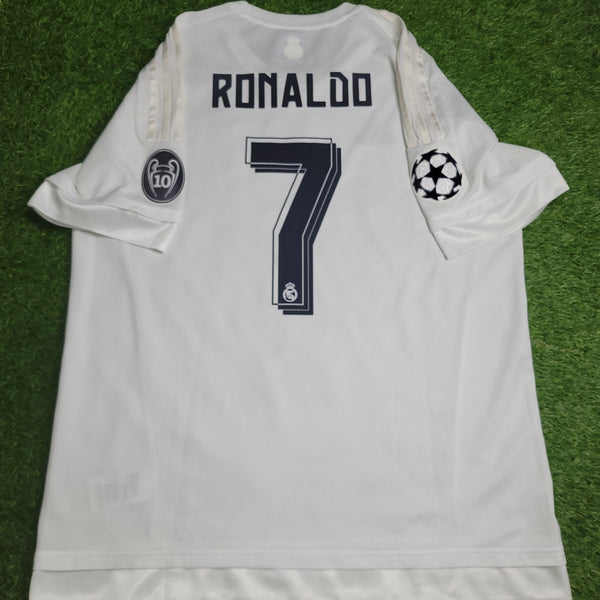 Cristiano Ronaldo Real Madrid 2015 2016 UEFA FINAL Home Soccer Jersey Shirt XL SKU# S12614 Adidas