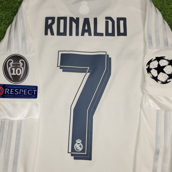 Cristiano Ronaldo Real Madrid 2015 2016 UEFA Home Long Sleeve Soccer Jersey Shirt M SKU# AK2495 Adidas