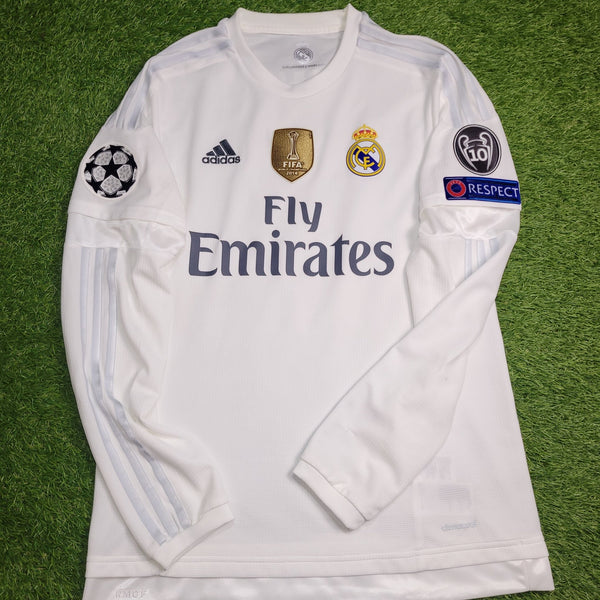 Cristiano Ronaldo Real Madrid 2015 2016 UEFA Home Long Sleeve Soccer Jersey Shirt M SKU# AK2495 Adidas