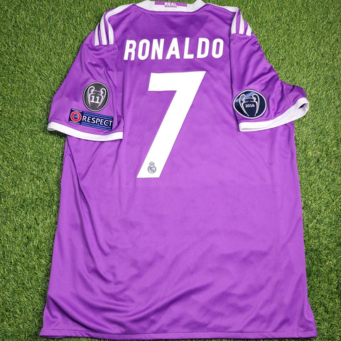 Cristiano Ronaldo Real Madrid 2016 2017 UEFA FINAL Away Soccer Jersey Shirt L SKU# AI5158 Adidas