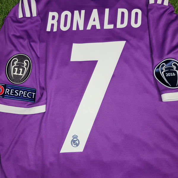 Cristiano Ronaldo Real Madrid 2016 2017 UEFA FINAL Away Soccer Jersey Shirt L SKU# AI5158 Adidas