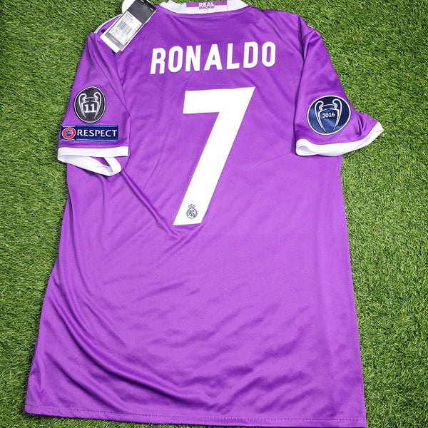 Cristiano Ronaldo Real Madrid 2016 2017 UEFA FINAL Purple Away Soccer Jersey Shirt BNWT M SKU# AI5158 Adidas