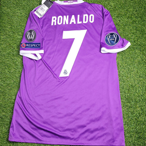 Cristiano Ronaldo Real Madrid 2016 2017 UEFA FINAL Purple Away Soccer Jersey Shirt BNWT M SKU# AI5158 Adidas