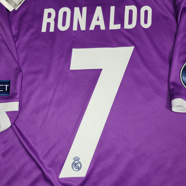 Cristiano Ronaldo Real Madrid 2016 2017 UEFA FINAL Purple Away Soccer Jersey Shirt BNWT M SKU# AI5158 Adidas