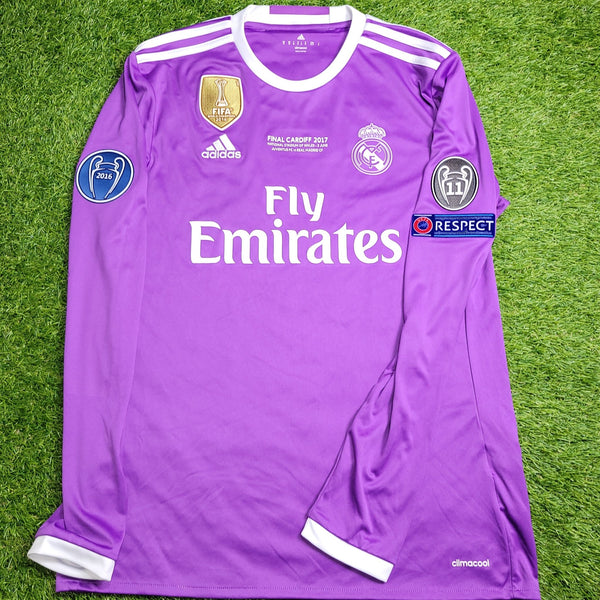 Cristiano Ronaldo Real Madrid 2016 2017 UEFA FINAL Purple Away Soccer Long Sleeve Jersey Shirt M SKU# AI5159 Adidas