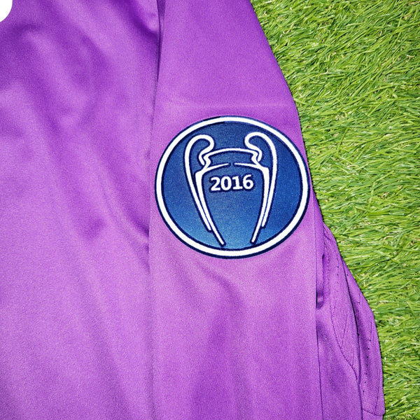 Cristiano Ronaldo Real Madrid 2016 2017 UEFA FINAL Purple Away Soccer Long Sleeve Jersey Shirt M SKU# AI5159 Adidas