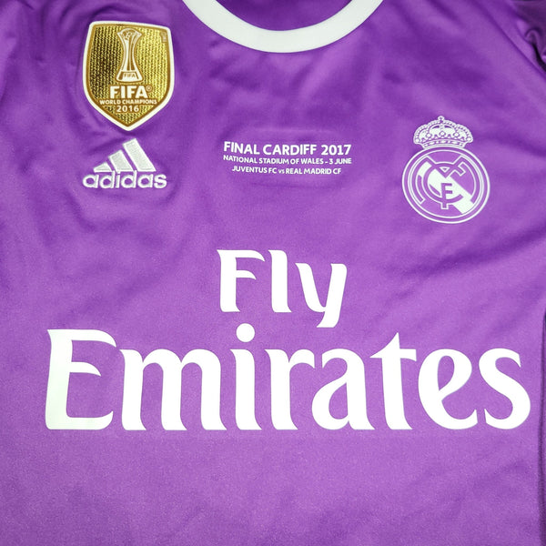 Cristiano Ronaldo Real Madrid 2016 2017 UEFA FINAL Purple Away Soccer Long Sleeve Jersey Shirt M SKU# AI5159 Adidas