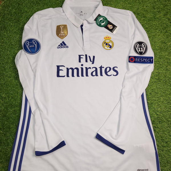 Cristiano Ronaldo Real Madrid 2016 2017 UEFA Home Long Sleeve Soccer Jersey Shirt BNWT L SKU# AI5184 Adidas