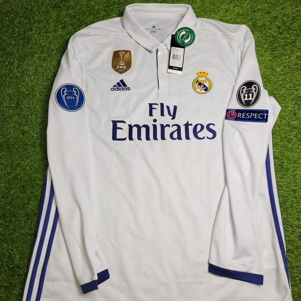 Cristiano Ronaldo Real Madrid 2016 2017 UEFA Home Long Sleeve Soccer Jersey Shirt BNWT XL SKU# AI5184 Adidas