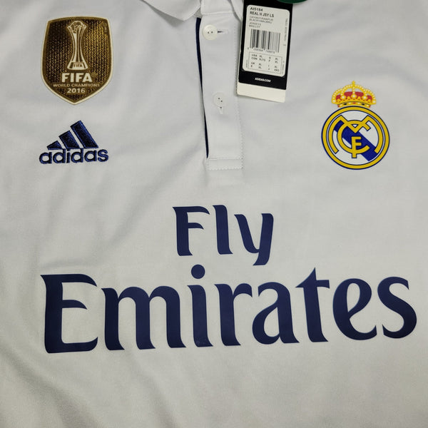 Cristiano Ronaldo Real Madrid 2016 2017 UEFA Home Long Sleeve Soccer Jersey Shirt BNWT XL SKU# AI5184 Adidas