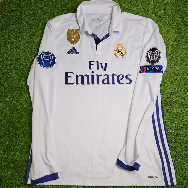 Cristiano Ronaldo Real Madrid 2016 2017 UEFA Home Long Sleeve Soccer Jersey Shirt M SKU# AI5184 Adidas