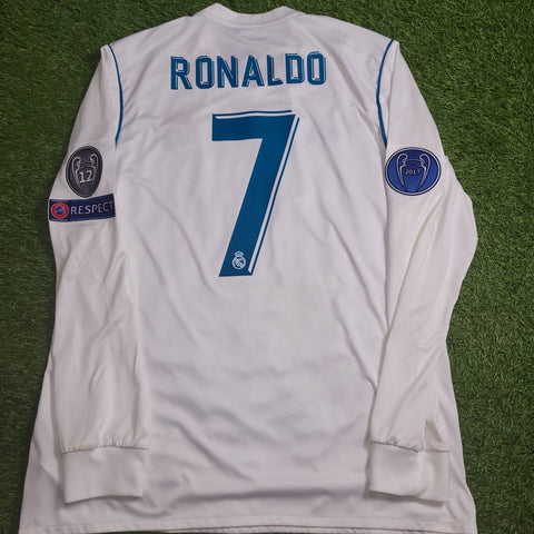 Cristiano Ronaldo Real Madrid 2017 2018 LAST GAME UEFA FINAL Long Sleeve Soccer Jersey Shirt L SKU# B31106 Adidas