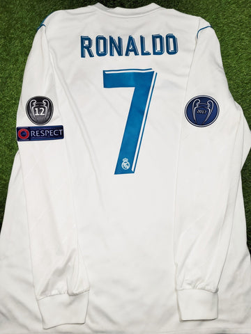 Cristiano Ronaldo Real Madrid 2017 2018 LAST GAME UEFA FINAL Long Sleeve Soccer Jersey Shirt L SKU# B31106 Adidas