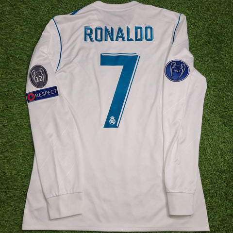 Cristiano Ronaldo Real Madrid 2017 2018 LAST GAME UEFA FINAL Long Sleeve Soccer Jersey Shirt M SKU# B31106 Adidas