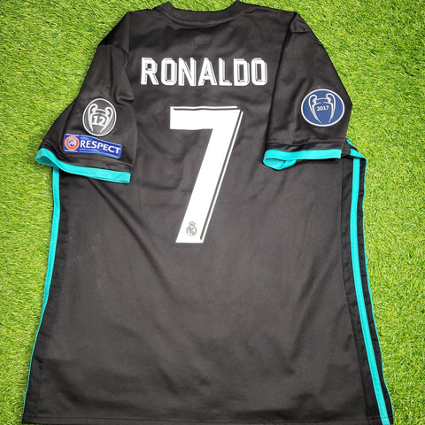 Cristiano Ronaldo Real Madrid 2017 2018 UEFA Away Soccer Jersey Shirt L SKU# BR3543 Adidas