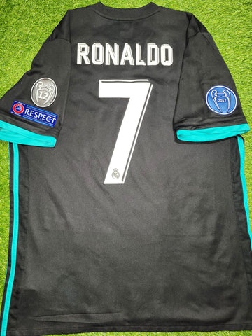 Cristiano Ronaldo Real Madrid 2017 2018 UEFA Away Soccer Jersey Shirt L SKU# BR3543 Adidas