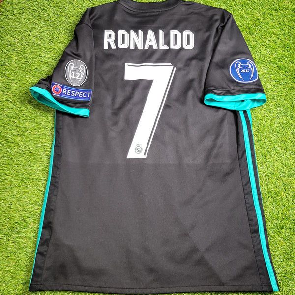 Cristiano Ronaldo Real Madrid 2017 2018 UEFA Away Soccer Jersey Shirt M SKU# BR3543 Adidas