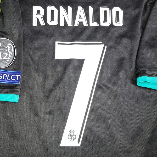 Cristiano Ronaldo Real Madrid 2017 2018 UEFA Away Soccer Jersey Shirt M SKU# BR3543 Adidas