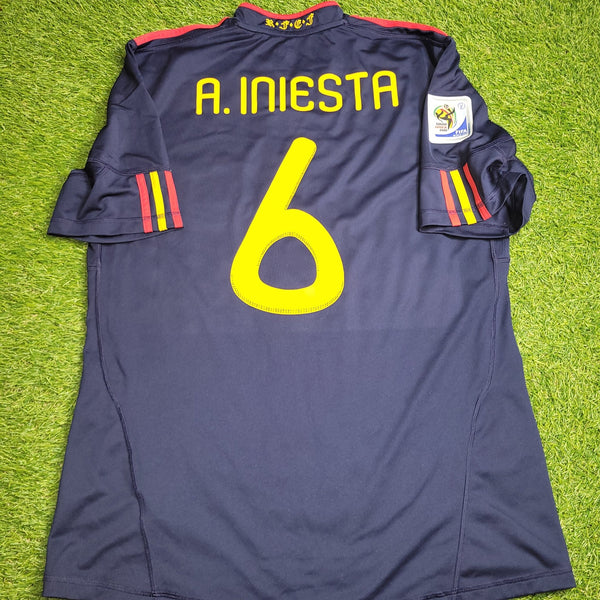 Iniesta Spain 2010 WORLD CUP FINAL Soccer Away Jersey L SKU# P47896 AZB001 Adidas