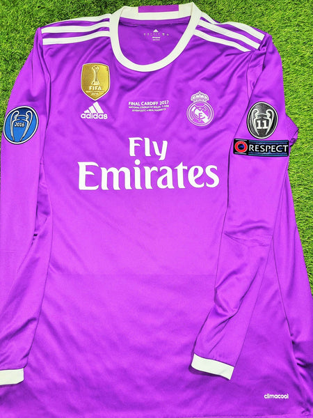 Marcelo Real Madrid 2016 2017 UEFA FINAL Long Sleeve Away Soccer Jersey Shirt L SKU# AI5159 Adidas