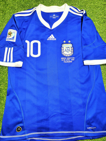 Messi Argentina 2010 WORLD CUP Away Soccer Jersey Shirt L SKU# P47053 AZB001 Adidas