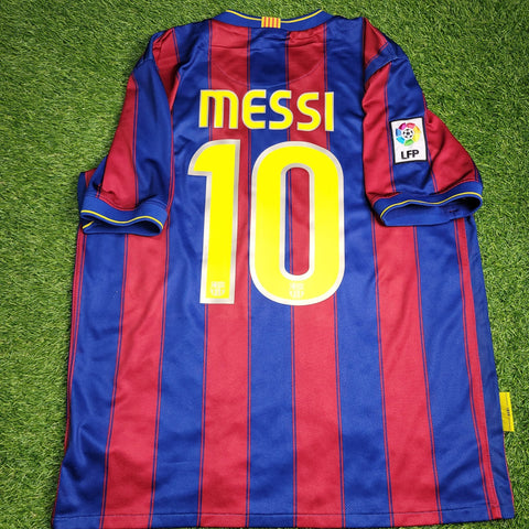 Messi Barcelona 2009 2010 Home Soccer Jersey Shirt L SKU# 343808 - 496 Nike