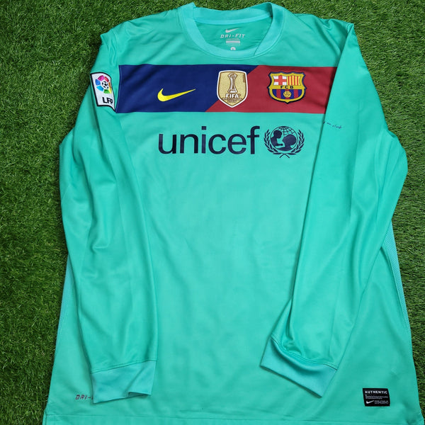 Messi Barcelona 2010 2011 Away Long Sleeve Soccer Jersey Shirt L SKU# 382358 - 310 Nike