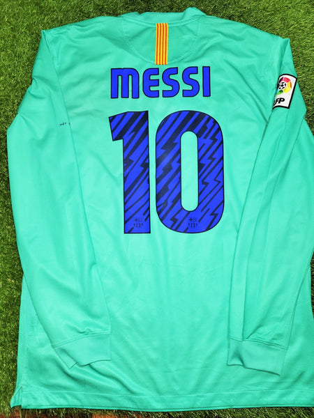 Messi Barcelona 2010 2011 Away Long Sleeve Soccer Jersey Shirt L SKU# 382358-310 Nike