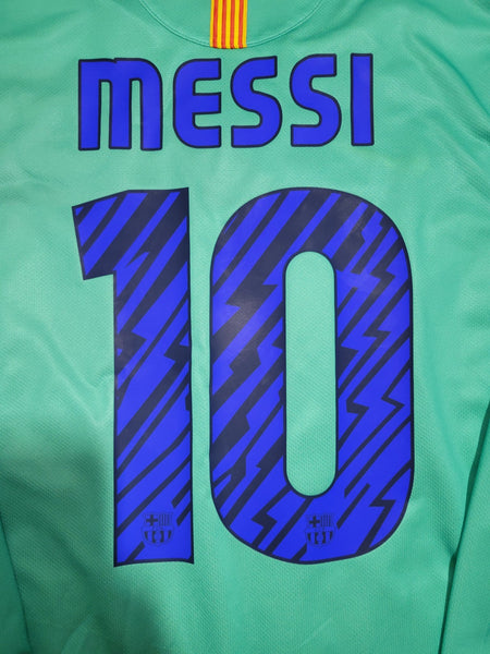 Messi Barcelona 2010 2011 Away Long Sleeve Soccer Jersey Shirt L SKU# 382358-310 Nike