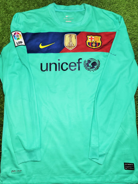 Messi Barcelona 2010 2011 Away Long Sleeve Soccer Jersey Shirt L SKU# 382358-310 Nike