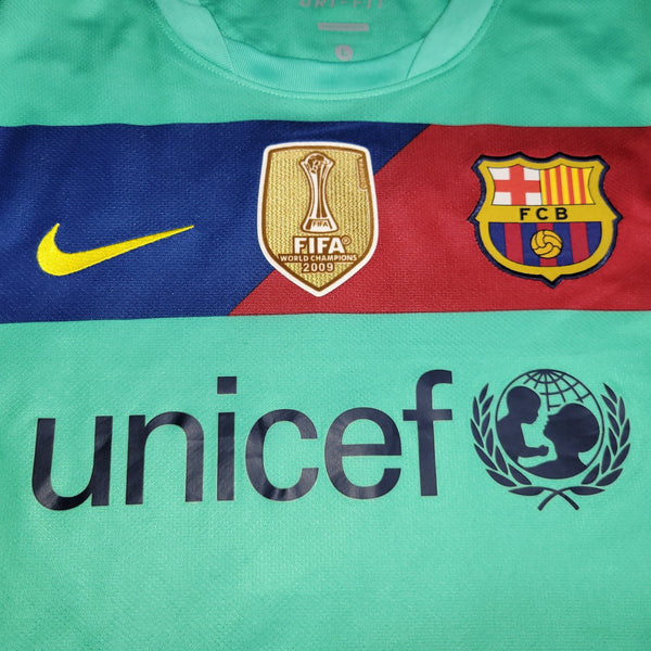 Messi Barcelona 2010 2011 Away Soccer Jersey Shirt L SKU# 382358 - 310 Nike