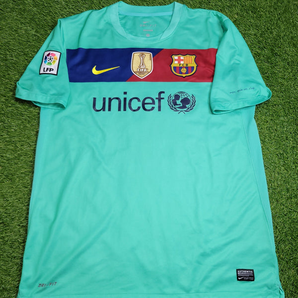 Messi Barcelona 2010 2011 Away Soccer Jersey Shirt L SKU# 382358 - 310 Nike