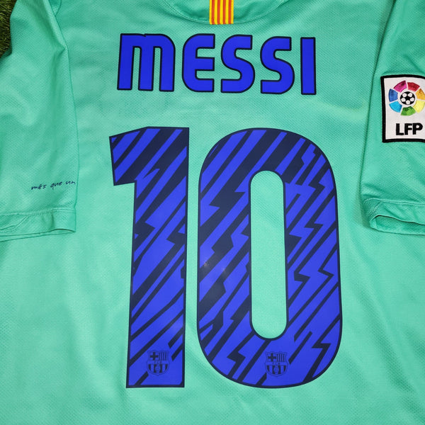 Messi Barcelona 2010 2011 Away Soccer Jersey Shirt L SKU# 382358 - 310 Nike