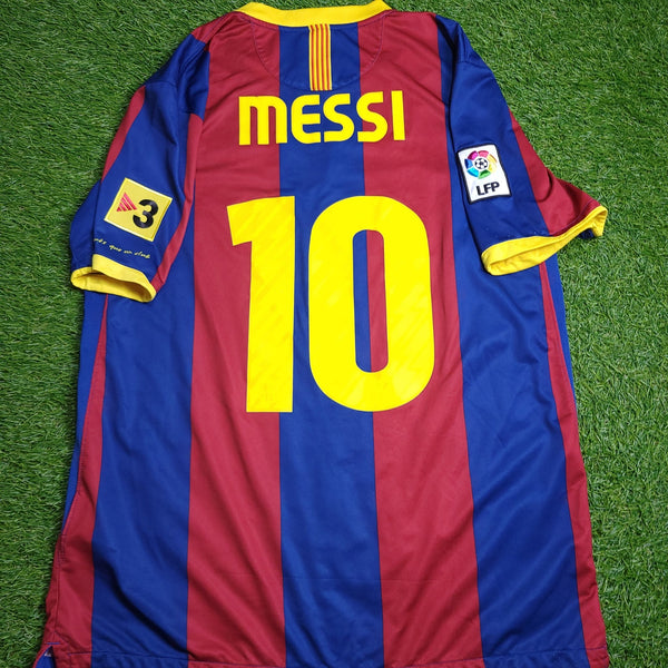 Messi Barcelona 2010 2011 Home Soccer Jersey Shirt L SKU# 382354 - 488 Nike