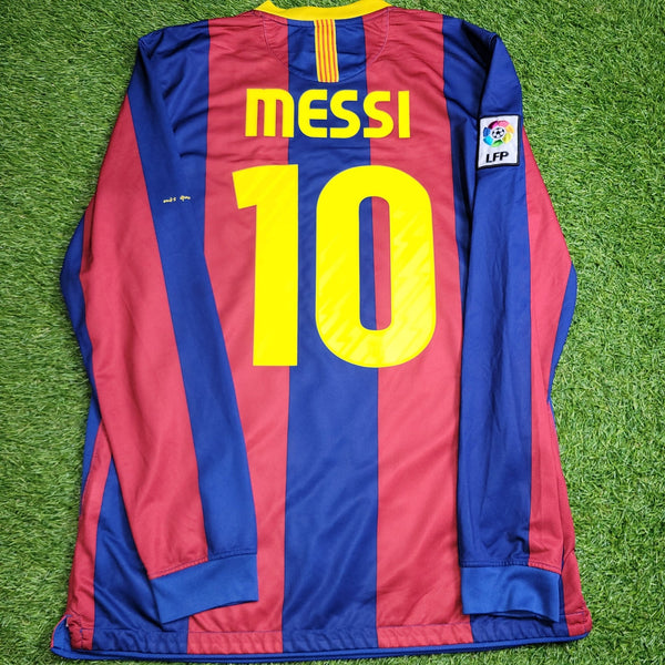 Messi Barcelona 2010 2011 Long Sleeve Soccer Jersey Shirt L SKU# 382355 - 486 Nike