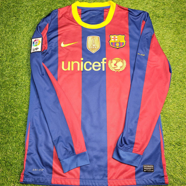 Messi Barcelona 2010 2011 Long Sleeve Soccer Jersey Shirt M SKU# 382355 - 486 Nike