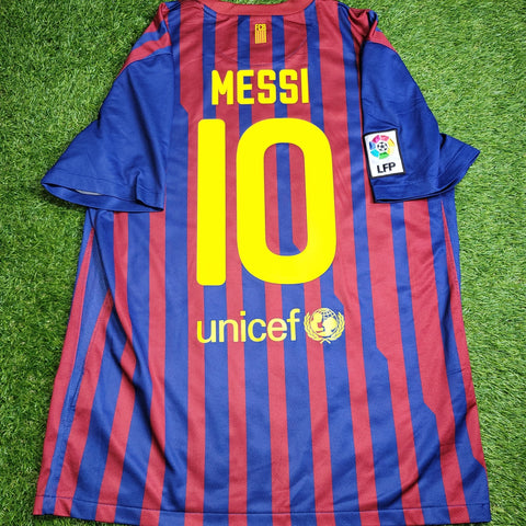 Messi Barcelona 2011 2012 Home Soccer Jersey Shirt L SKU# 419877 - 486 Nike