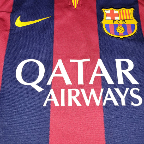 Messi Barcelona 2014 2015 TREBLE SEASON Home Long Sleeve Soccer Jersey Shirt M SKU# 618737 - 422 Nike