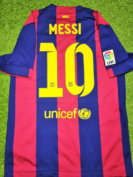 Messi Barcelona 2014 2015 TREBLE SEASON Home Soccer Jersey Shirt M SKU# 610594 - 422 Nike