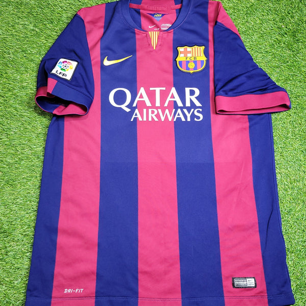 Messi Barcelona 2014 2015 TREBLE SEASON Soccer Jersey Shirt L SKU# 610594 - 422 Nike