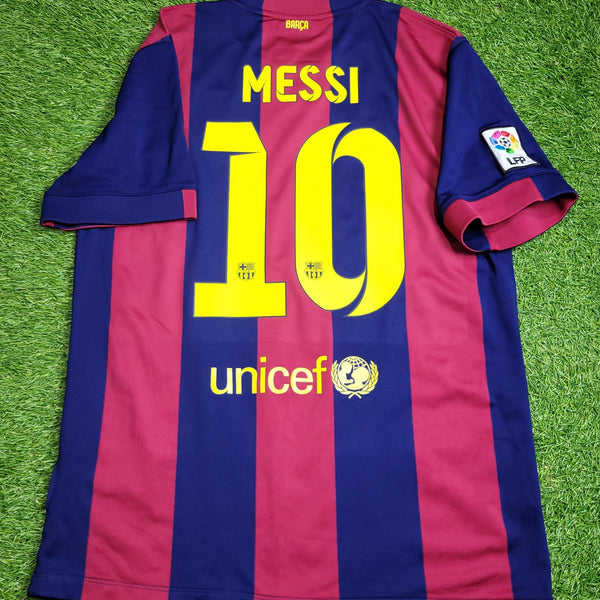 Messi Barcelona 2014 2015 TREBLE SEASON Soccer Jersey Shirt L SKU# 610594 - 422 Nike