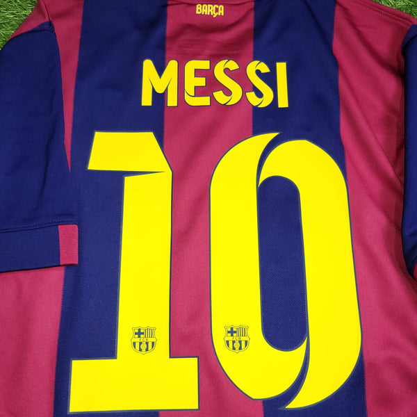 Messi Barcelona 2014 2015 TREBLE SEASON Soccer Jersey Shirt L SKU# 610594 - 422 Nike