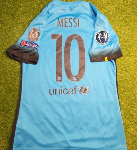 Messi Barcelona PLAYER ISSUE UEFA Third 2015 2016 Soccer Jersey L SKU# 658787 - 426 Nike