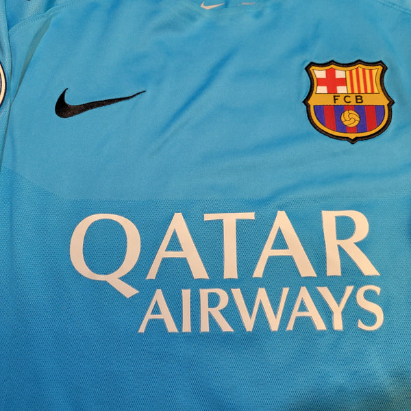 Messi Barcelona PLAYER ISSUE UEFA Third 2015 2016 Soccer Jersey L SKU# 658787 - 426 Nike