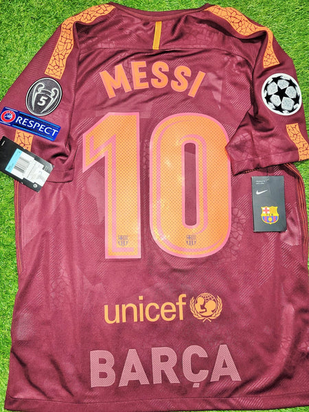 Messi Barcelona Third UEFA 2017 2018 Soccer Jersey Shirt BNWT M SKU# 847253-683 Nike