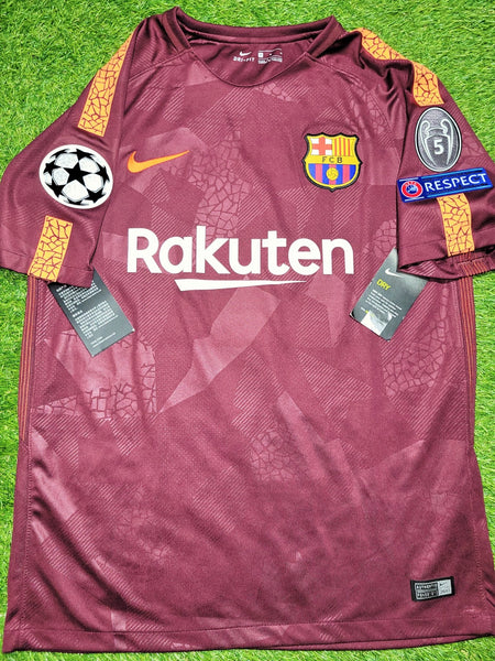 Messi Barcelona Third UEFA 2017 2018 Soccer Jersey Shirt BNWT M SKU# 847253-683 Nike